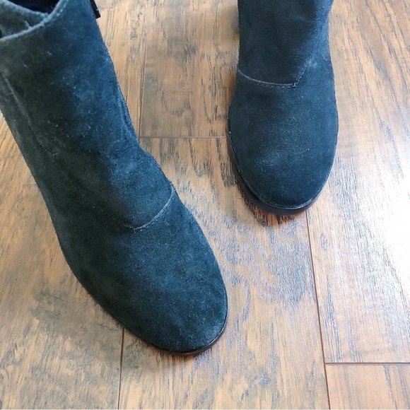 Cole Haan • Harrington Grand Riding Booties heel ankle boots black suede buckle - Picture 4 of 9